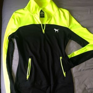 🩷VS PINK Three Quarter Zip Neon Yellow Size XS